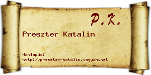 Preszter Katalin névjegykártya